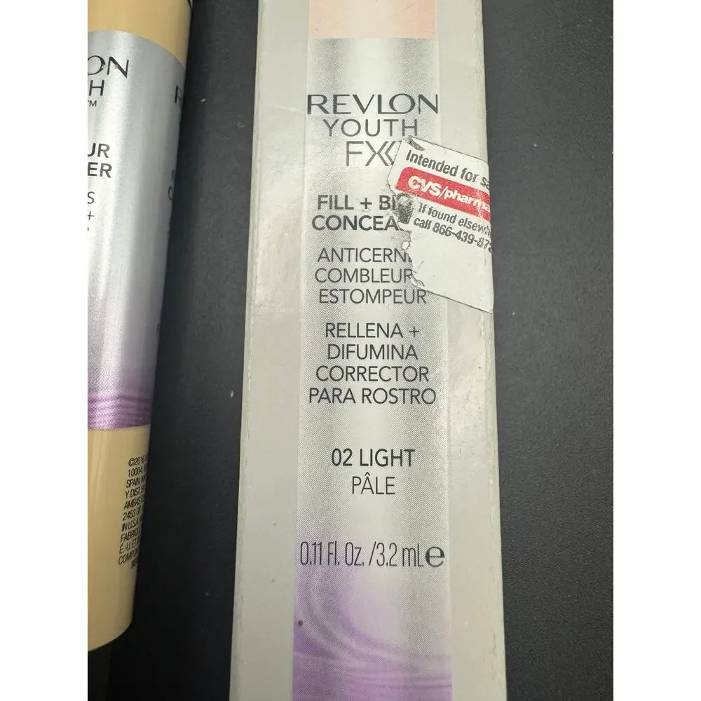 The Revlon Youth FX Fill + Blur Concealer 02 Light Pale Shade 0.11 Fl. Oz / 32mL
